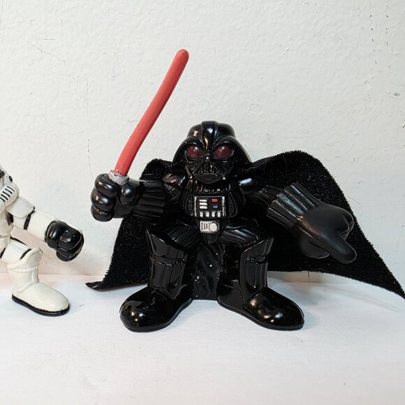 2 Star Wars Galactic Heroes Mini Figures Darth Vader Storm Trooper Cake Toppers - Picture 2 of 6